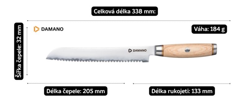 rozměry nože